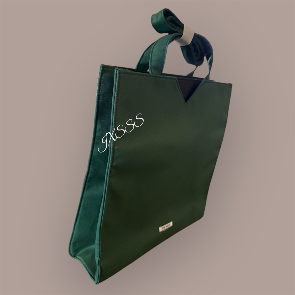*RARE* Dark-Green Prada Beauty (Dual Compartment) Shoulder-Tote Bag - Picture 8 of 12